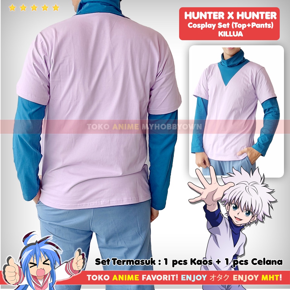 Kostum Anime Set Kaos Celana Hunter X Hunter Killua Zoldyck Cosplay