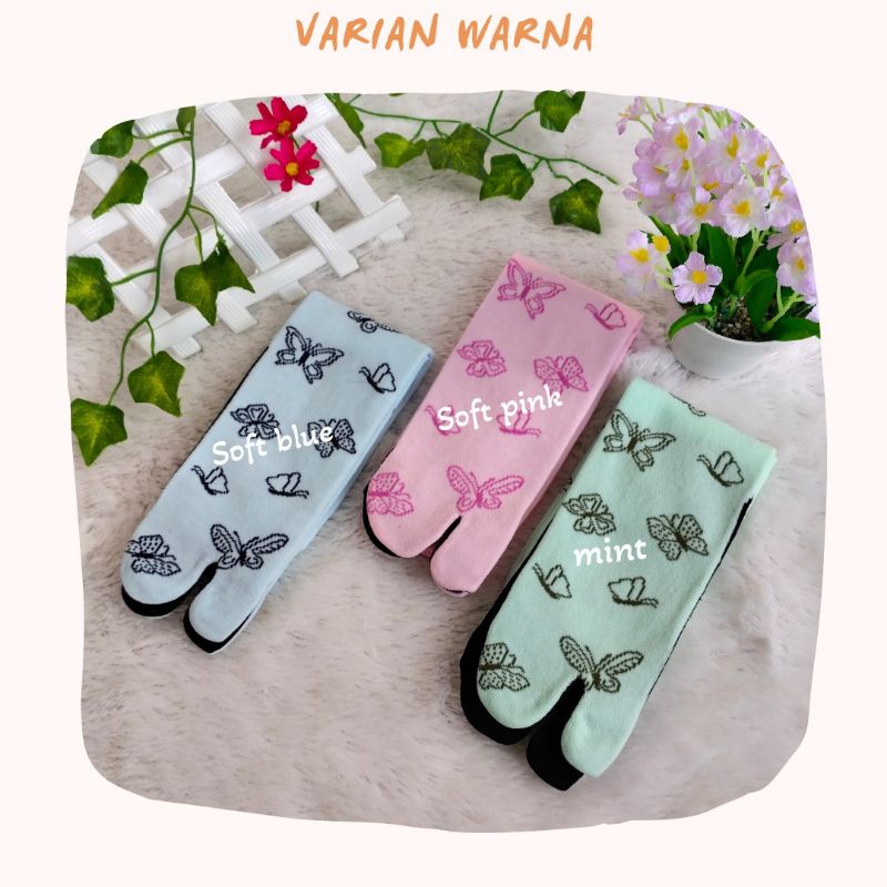 [12 PASANG] KAOS KAKI MOTIF KUPU CANTIK