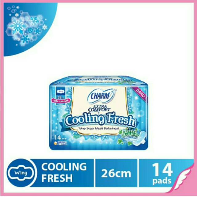 Charm Cooling Fresh Wing Non Wings 23cm 26cm Sejuk Pembalut Wanita