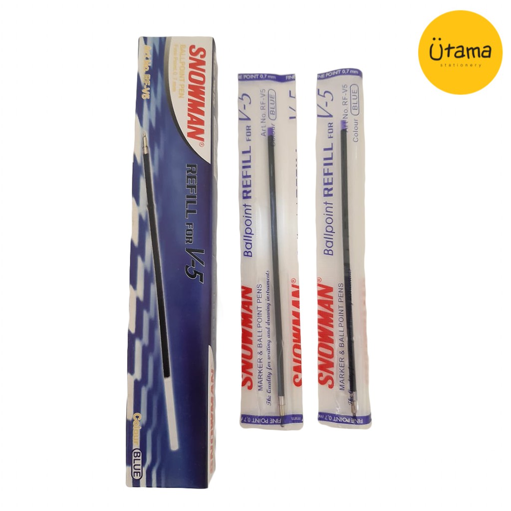 

Refill Bolpen Snowman V5 (Biru|0.7mm)/Refill Pulpen/Isi Ulang Bolpen/Refil Ballpoint V-5