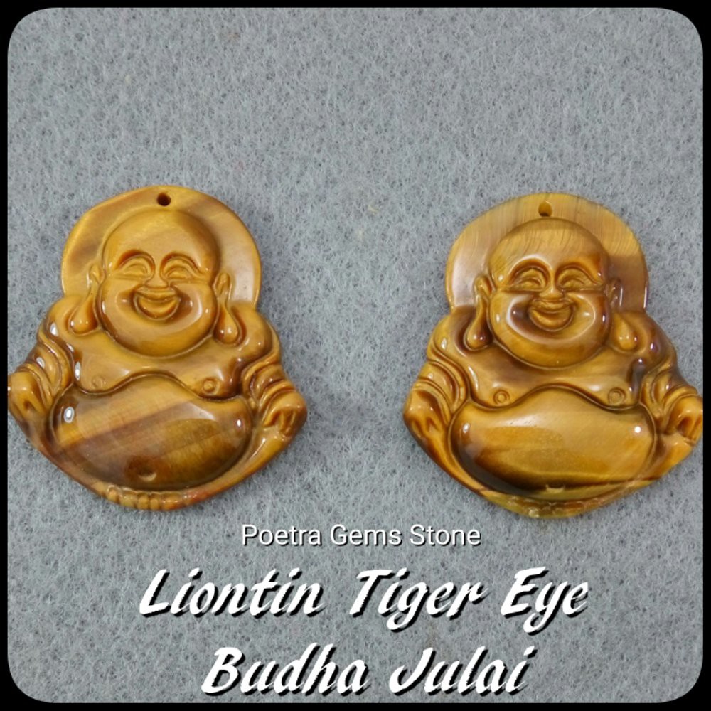 GOLDEN TIGER EYE BUDHA JULAI VERY GOOD CURVING