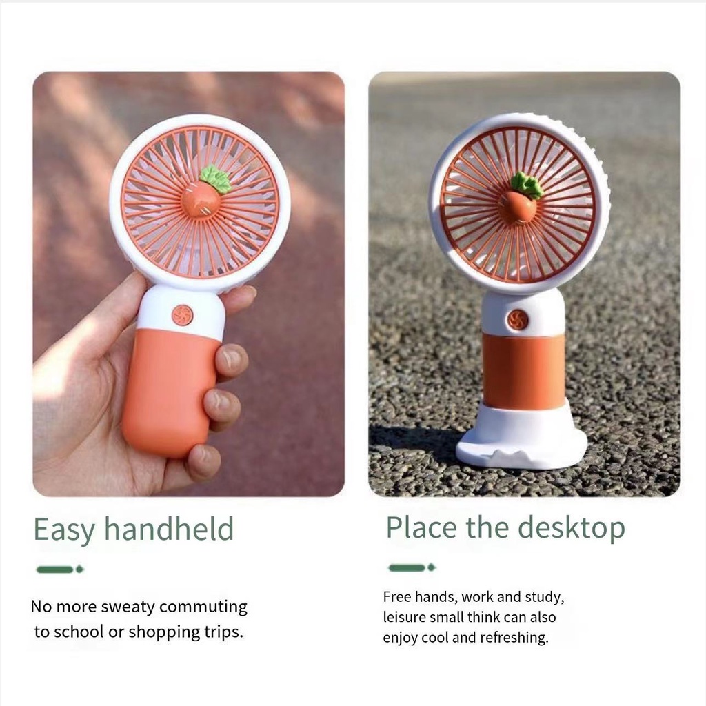 Kipas angin mini fan portable handhel stand hp karakter permen buah colour hight speed  model charger 178  - realoneacc