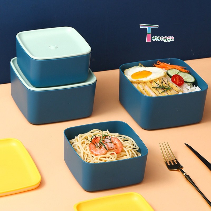 2 Pcs Kotak Tempat Makan / Lunch Box / Bpa Free / PP Jerami Gandum / Bento Set Kotak Makan