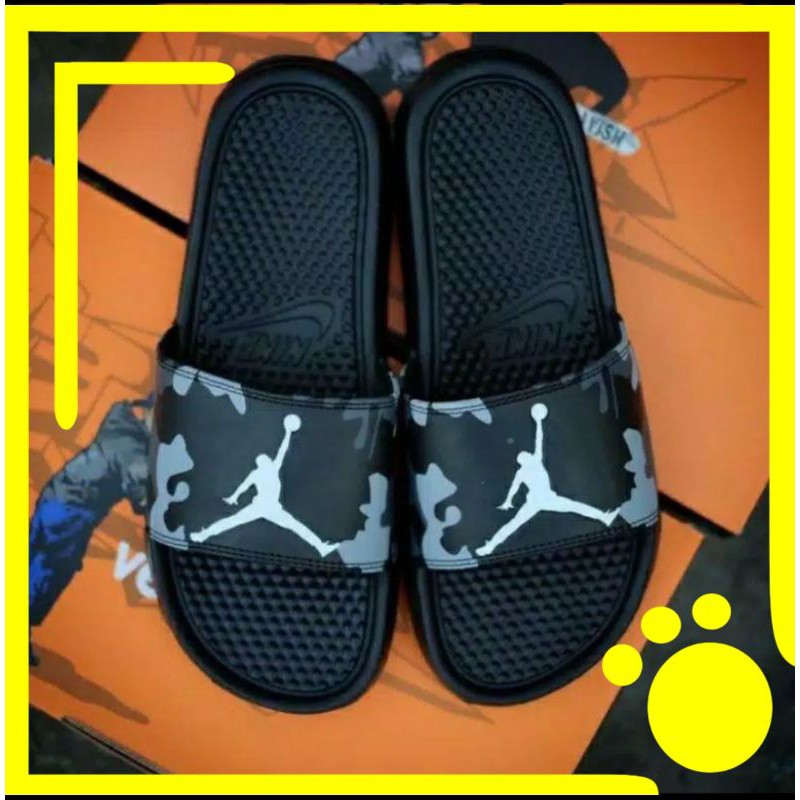 SANDAL SLOP NIKE PRIA WANITA MURAH HITAM AIR JORDAN ARMY, HITAM, JORDAN SENDAL SPORT FLIP FLOP SLIDE