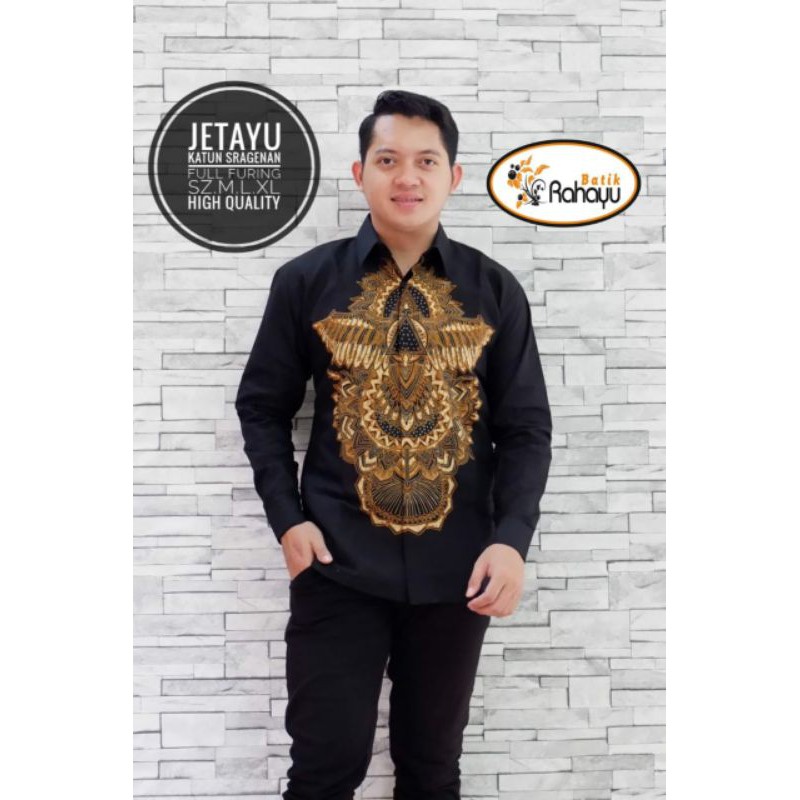 Kemeja Batik Lengan Panjang Pria Batik Pria Hitam Lengan Panjang JET AYU