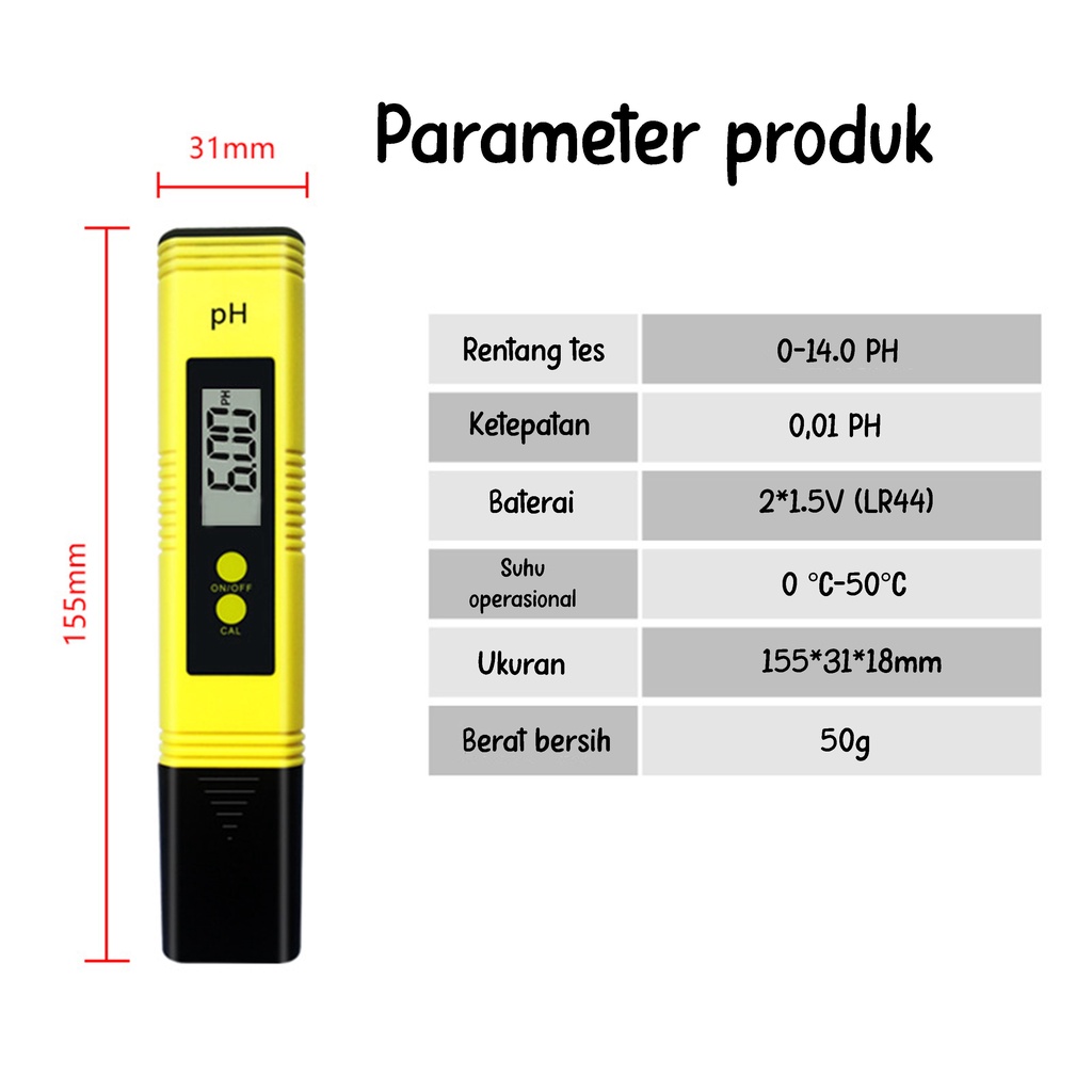 Alat Pengukur Keasaman Cairan Air PH Meter Digital Tester Alat Hidroponik Aquarium Aquascape