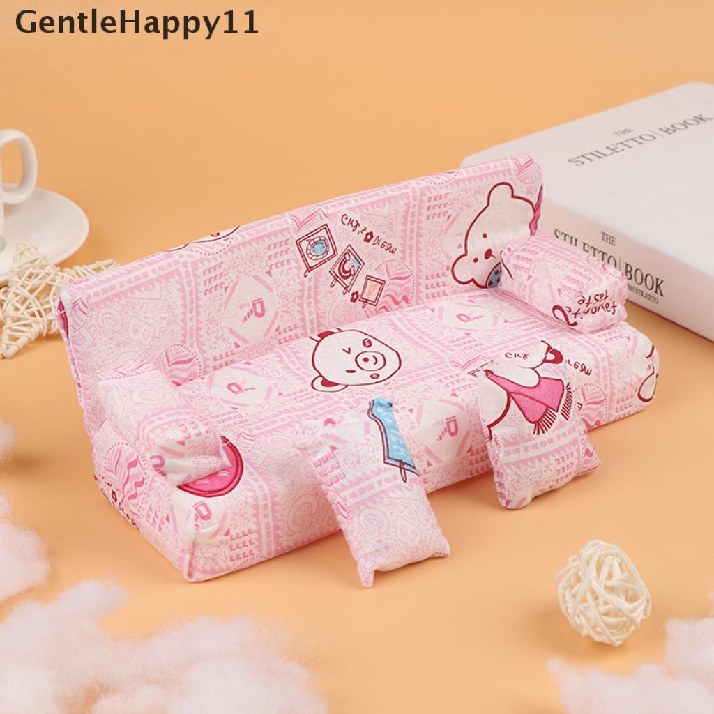 Gentlehappy Mainan Miniatur sofa Motif Bunga + 2 Bantal Untuk Aksesoris Rumah Boneka