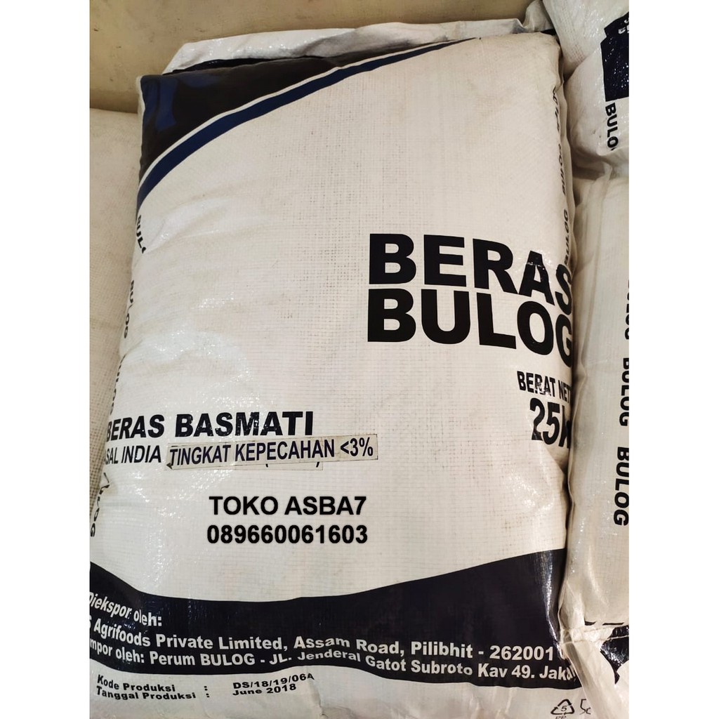 Beras Bulog Basmati 25kg Indonesia