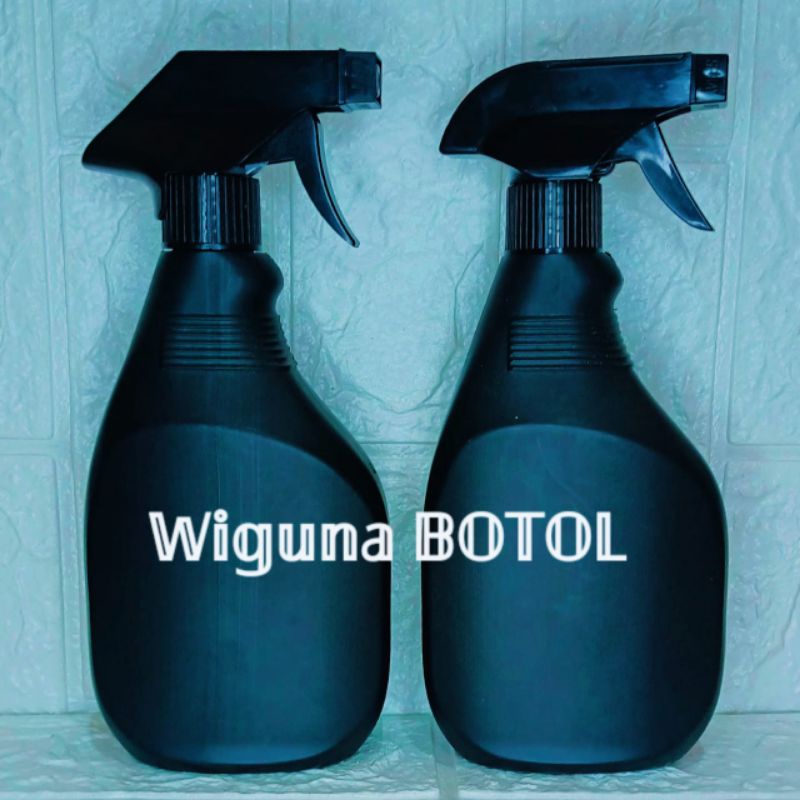 Botol Kispray 500ml Hitam / Botol HDPE 500ml Tutup Spray Kispray Hitam / Botol 500 pipih Tutup Triger kispray