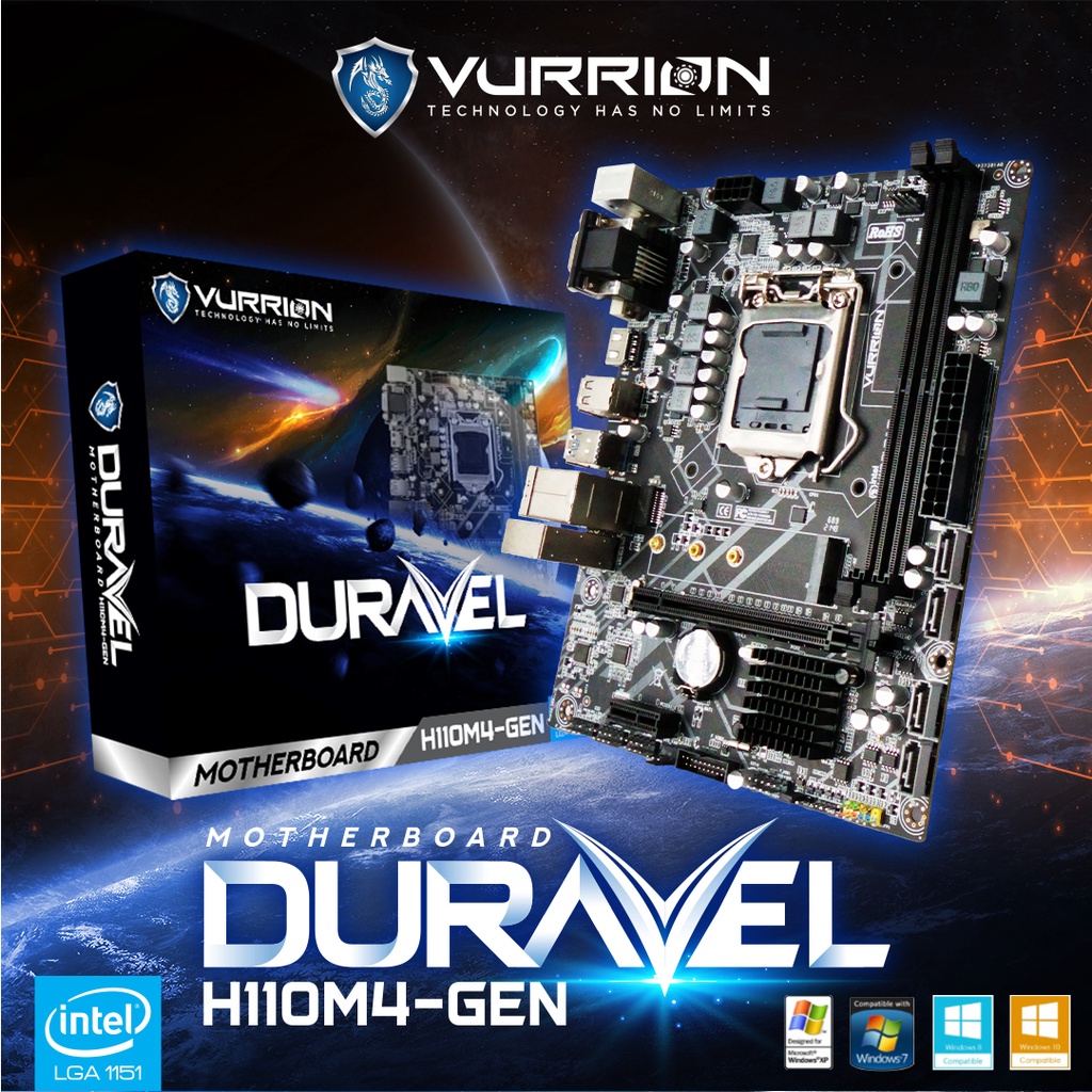 Mainboard H110 M4-GEN Duravel Vurrion Intel LGA 1151 Support Motherboard MB Mobo Gen 6 7 8 9 Vurion Garansi Resmi