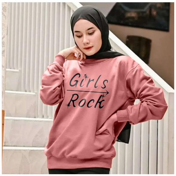 Kaos Lengan Panjang GIRLS ROCK / Kaos Sweatshirt / Atasan Wanita / Atasan Wanita Lengan Panjang