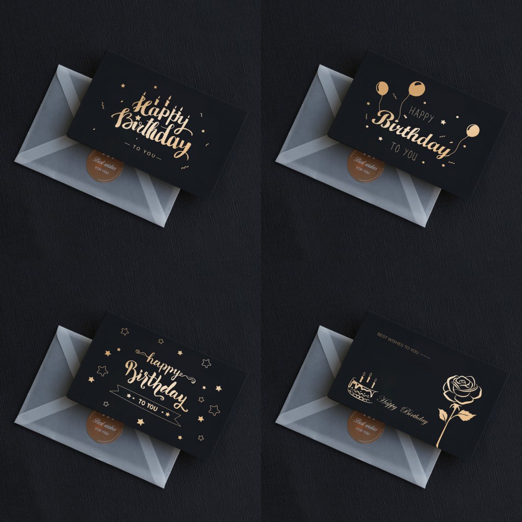 [Gold Foil Greeting Card with Envelope] [Gift Wish Card] [Happy Birthday Greeting Cards]