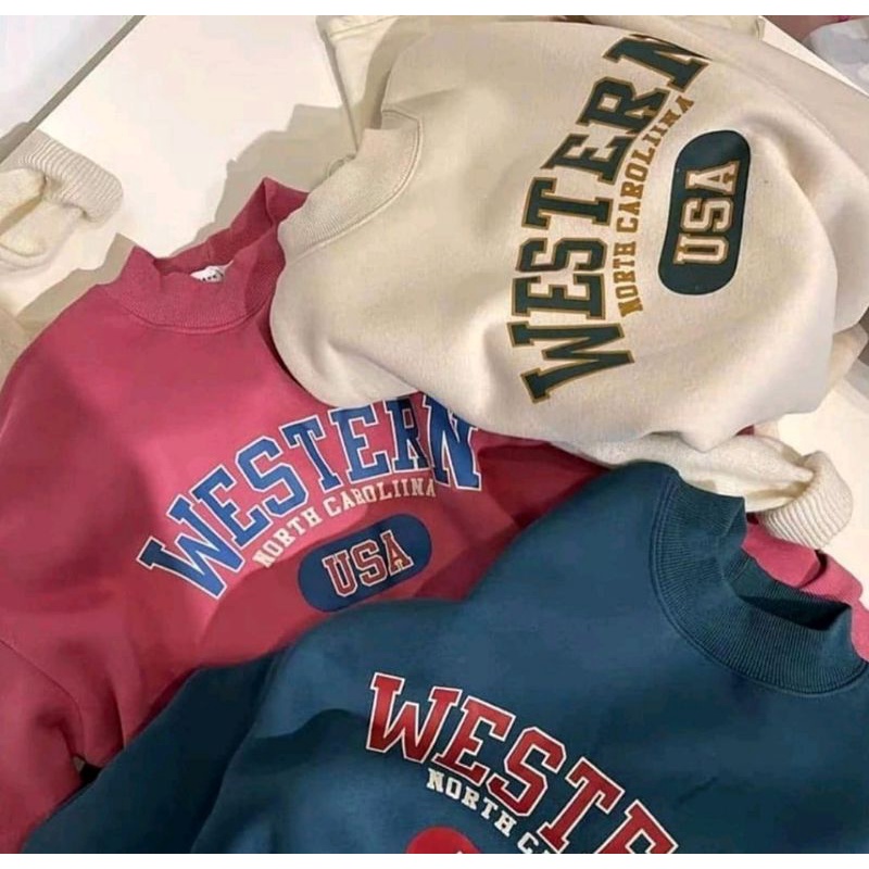 WESTERN SWEATER CREWNECK BAHAN FLEECE