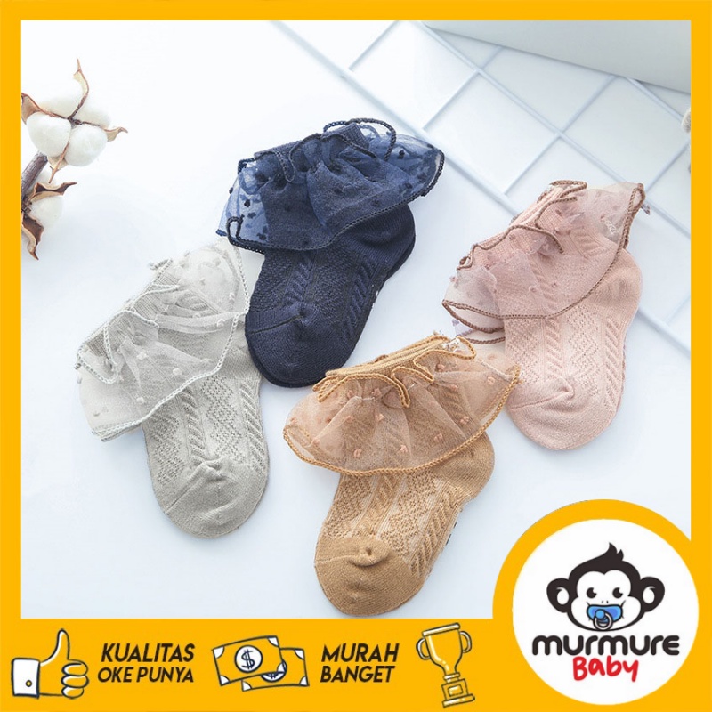 MURMURE.BABY I KAOS KAKI PENDEK ANAK PEREMPUAN MOTIF RENDA ZIGZAG RUFFLE LUCU