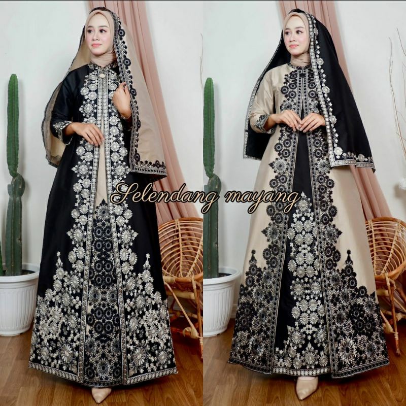 Gamis selendang mayang | Gamis outher | Gamis pesta pernikahan dan wisuda Size M L XL XXL