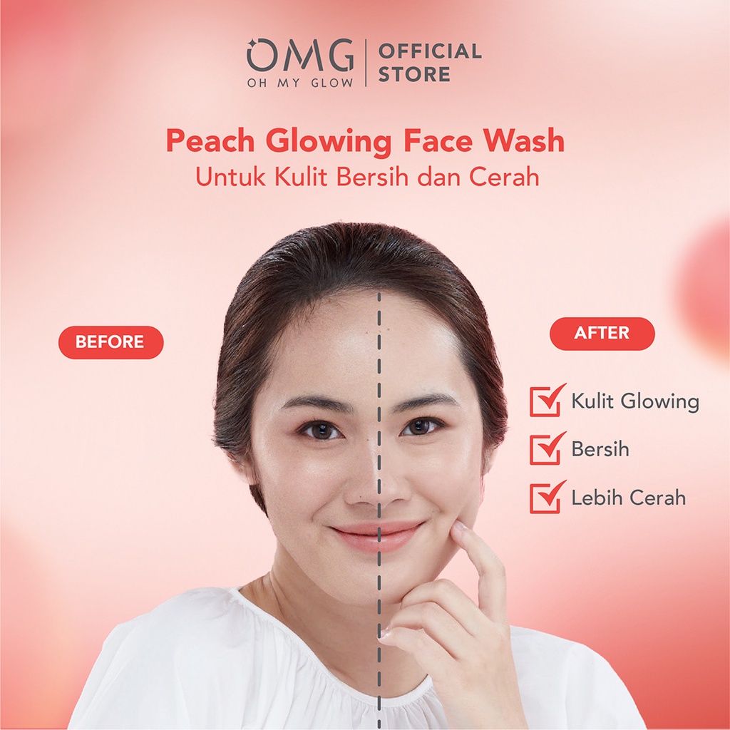 OMG Oh My Glow Skin Care SERIES Peach Glowing Edition Glam Face Wash / Cream / Toner