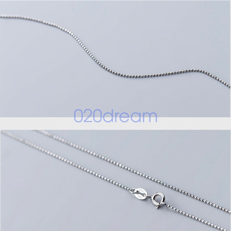 100% 925 Sterling Silver Kalung Gelang 1.0 Mm Bola Manik-manik Rantai 35-60CM Dicap Italia Tipis Manik Rantai