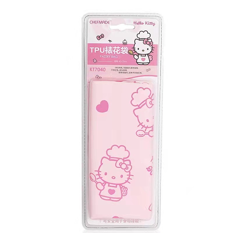 Hello Kitty 40 x 23 Cm Chefmade KT7040 Reusable Pastry Bag Silicone Silikon Tas Piping Bag Warna Pink