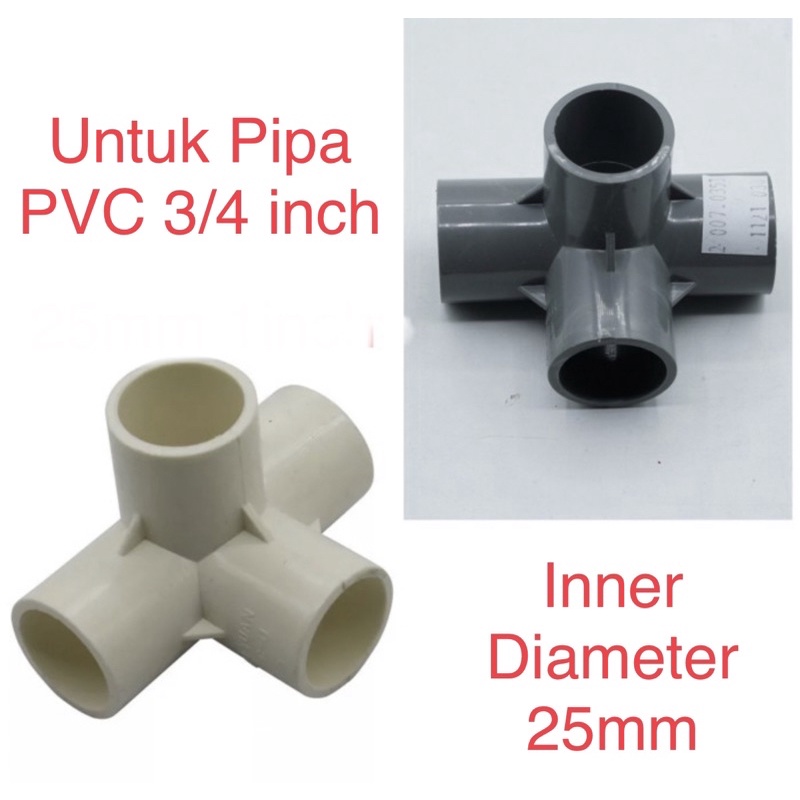 Fitting Tee 90 Degree White Inner Diameter 25mm for Pipa PVC 3/4 Inch Hidroponik T Cabang 4 90 Deraj