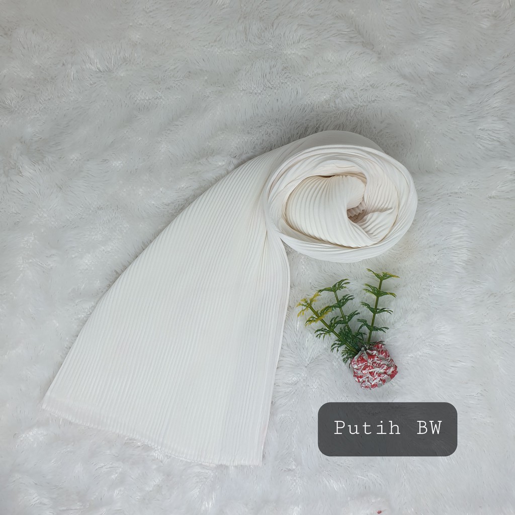Pashmina Plisket Ceruty Babydol Full Plisket Lidi Tanpa Lipatan-PUTIH BW