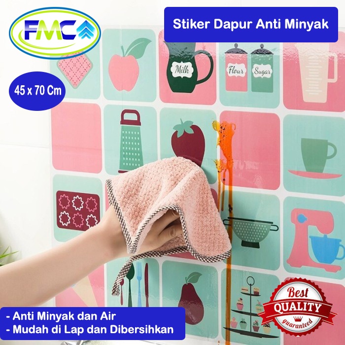 Stiker Dapur Anti Minyak Air Wallpaper Waterproof Wall Sticker Motif Warna Murah Bagus Praktis Aksesoris Rumah