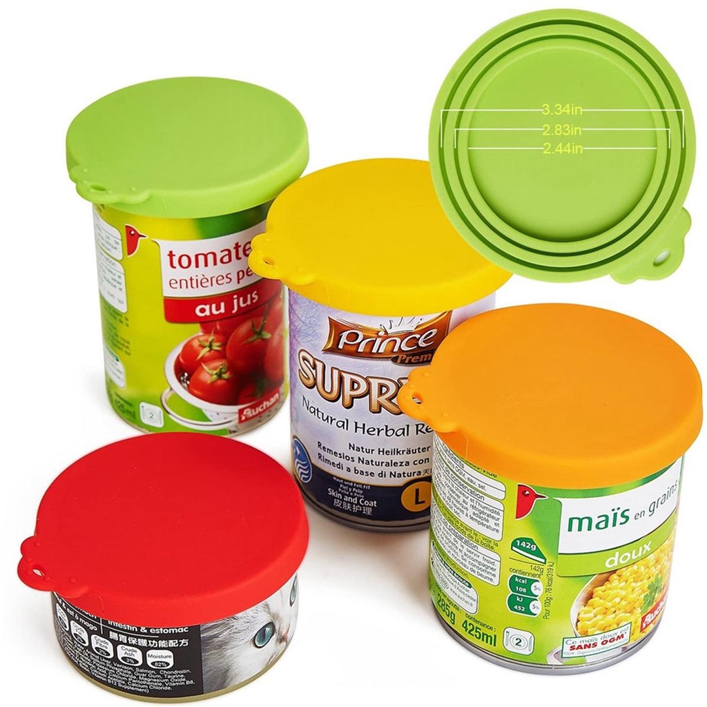 REBUY Rebuy Tutup Kaleng Ukuran Universal Penyimpanan Makanan Basah Warna-Warni Reusable Silicone Tin Cover