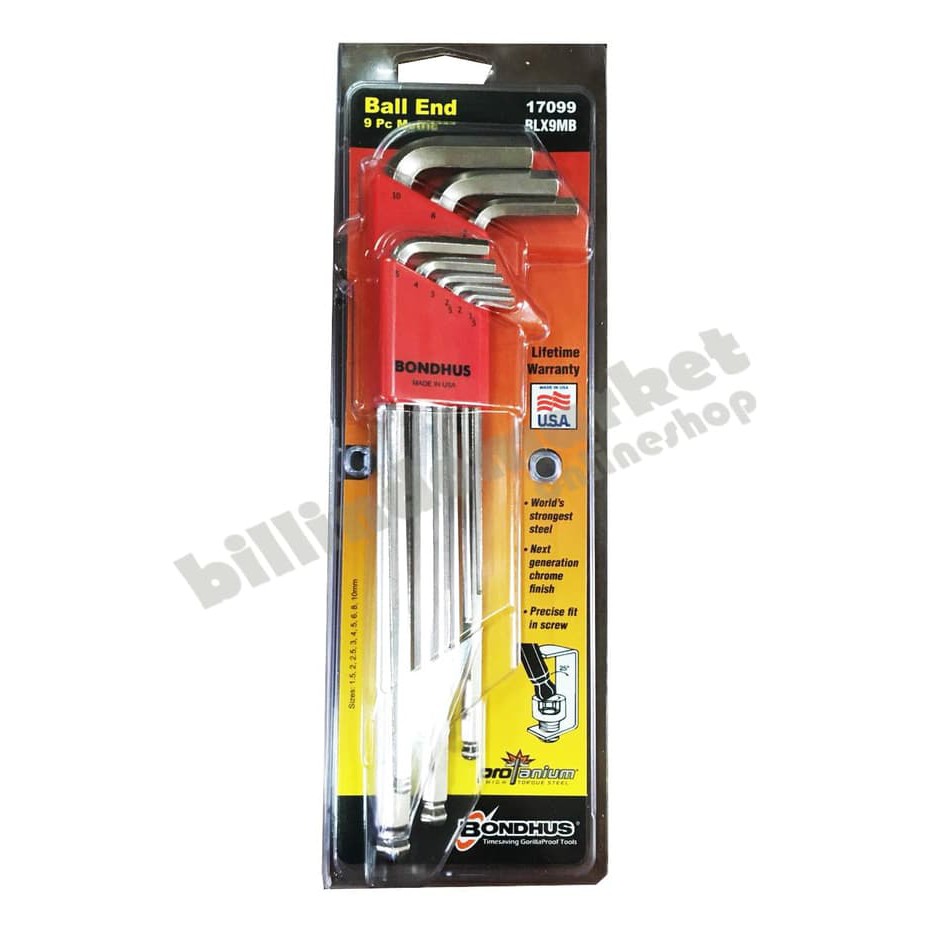 Kunci L Set Ball End BONDHUS Metric 17099 BLX9MB 9pcs