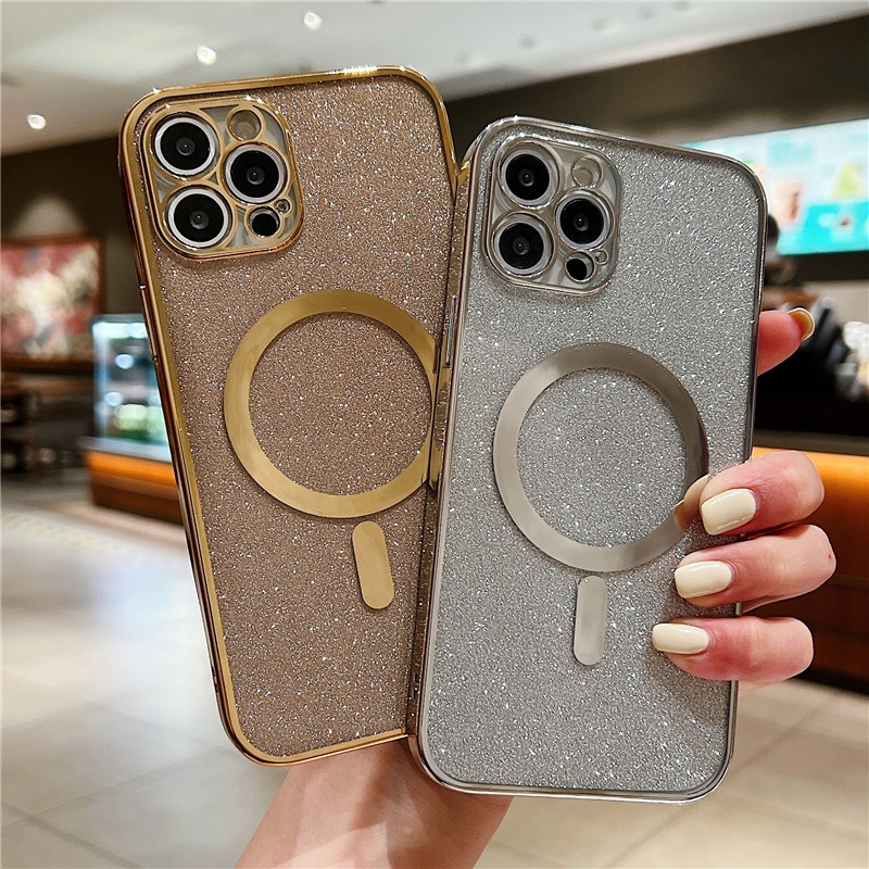 Soft Case Magnetik 6D Warna Silver / gold Untuk Iphone 13 12 11 Pro MAX XR X XS MAX