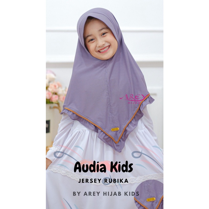 Jilbab Anak Audia Kids by Arey Hijab Rempel bahan jersey rubika 3-12 tahun