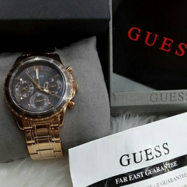 Jam Tangan Wanita Guess W0639L2 Rosegold Rantai Original Murah