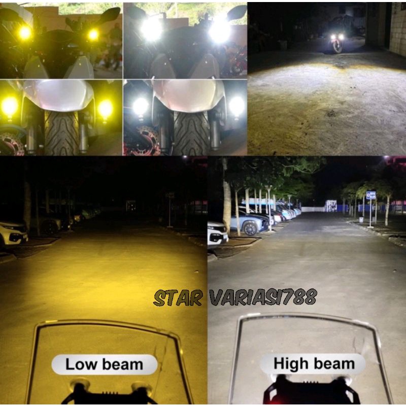 Lampu tembak D2 LED mini 2 warna laser high low putih kuning waterproof