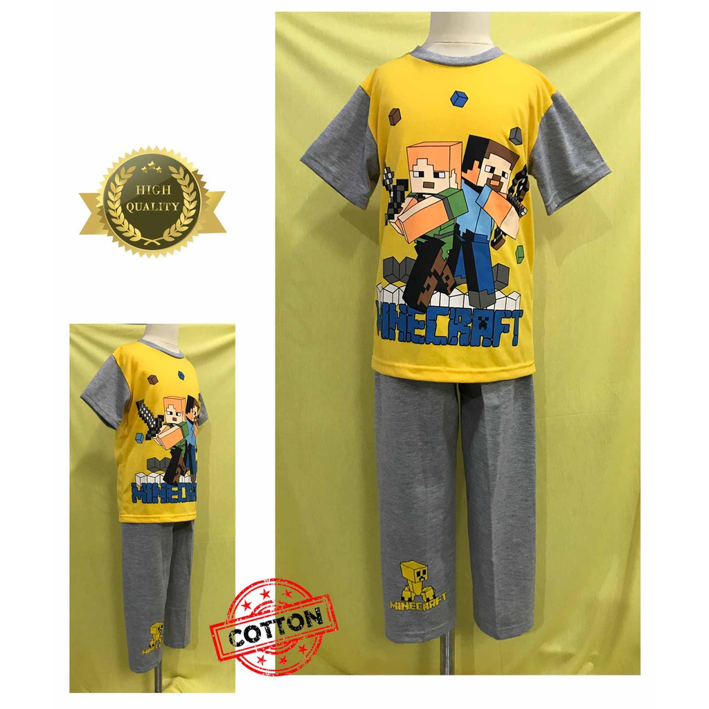 Baju Tidur Stelan Kaos Anak Cowok Minecraft