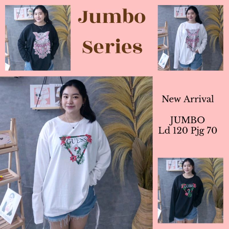Kaos Wanita Lengan Panjang Jumbo Kaus Oversize Atasan Remaja Abg Dewasa Cewek Cwe Perempuan Hitam Pu