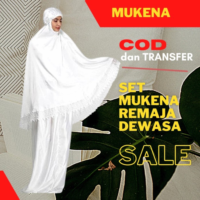 Mukena Reanda Polos Mukena Dewasa Dan Remaja Sutra Prada Putih Santi