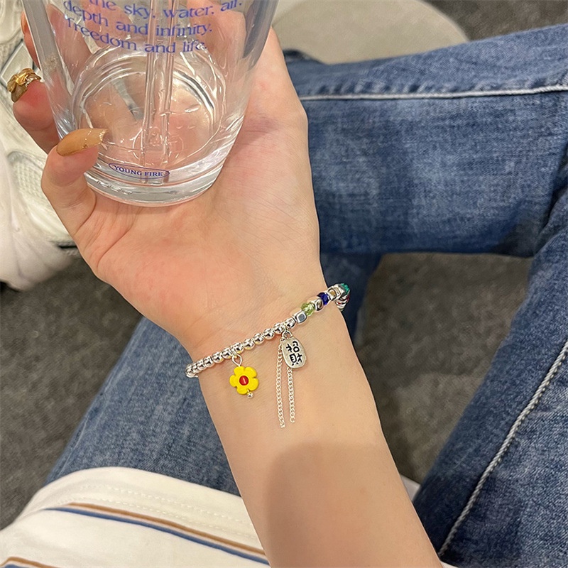 Gelang Tangan Manik-Manik Kristal Persegi Warna-Warni Untuk Wanita