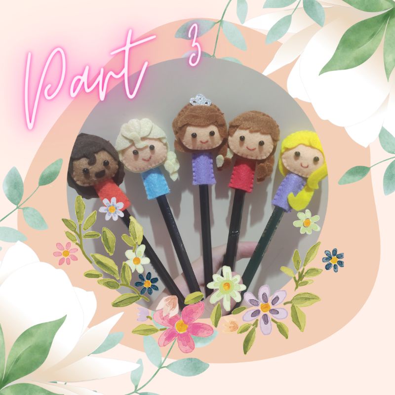 

Boneka pensil flanel berbentuk disney princess 3