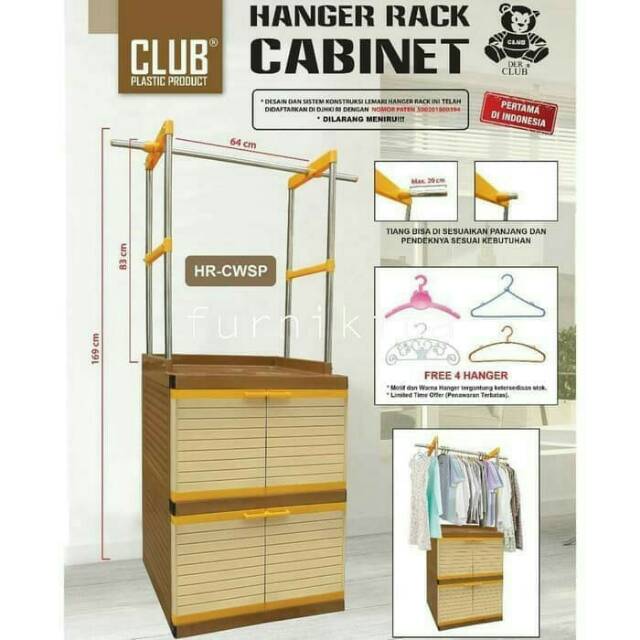 Lemari plastik club gantung polos