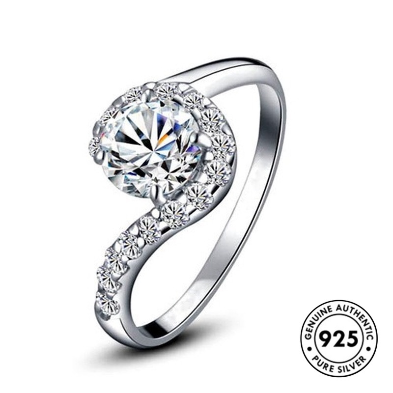 Cincin Sterling Silver 925 Desain Tanda Tanyaseru Hias Berlian Kreatif Untuk Wanita