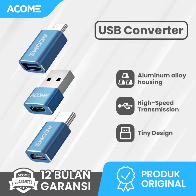 ACOME Converter Android OTG Micro USB Type C USB 3.0 Adapter Fast Data Transfer Garansi Resmi 1 Thn Seri AV