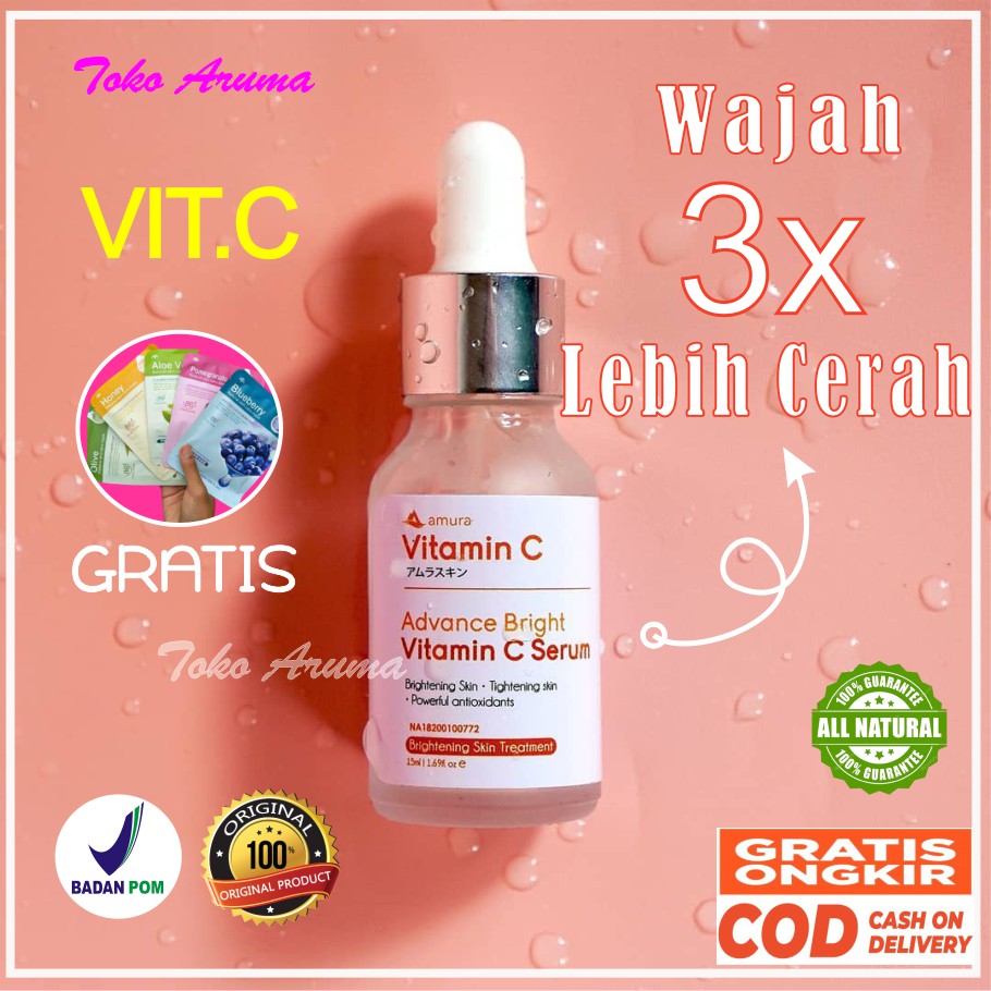Serum Amura Wajah Acne Jerawat Glowing Vit C Gold  Skincare expert Serum Kecantikan Asli BPOM 100%