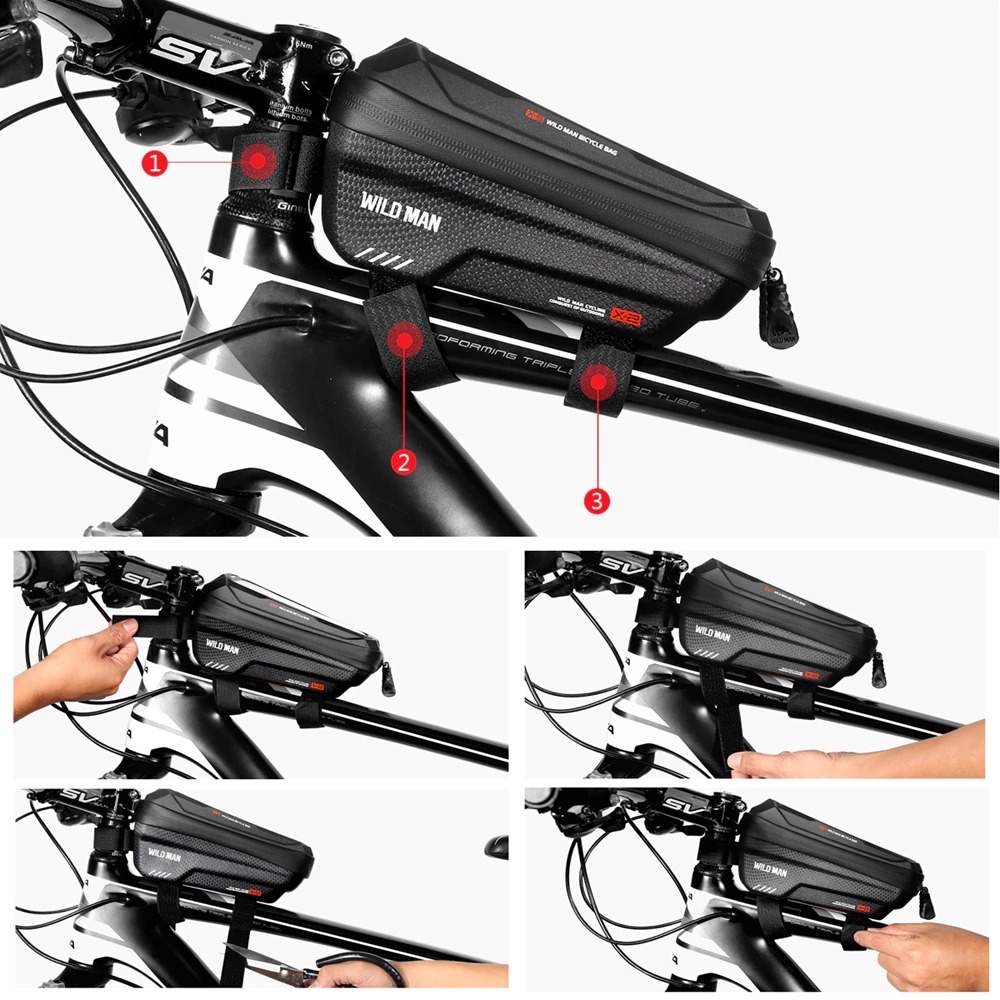 WILD MAN Tas Sepeda Smartphone Case Holder Handlebar Hard Shell Waterproof 1 L - X-2 - Red