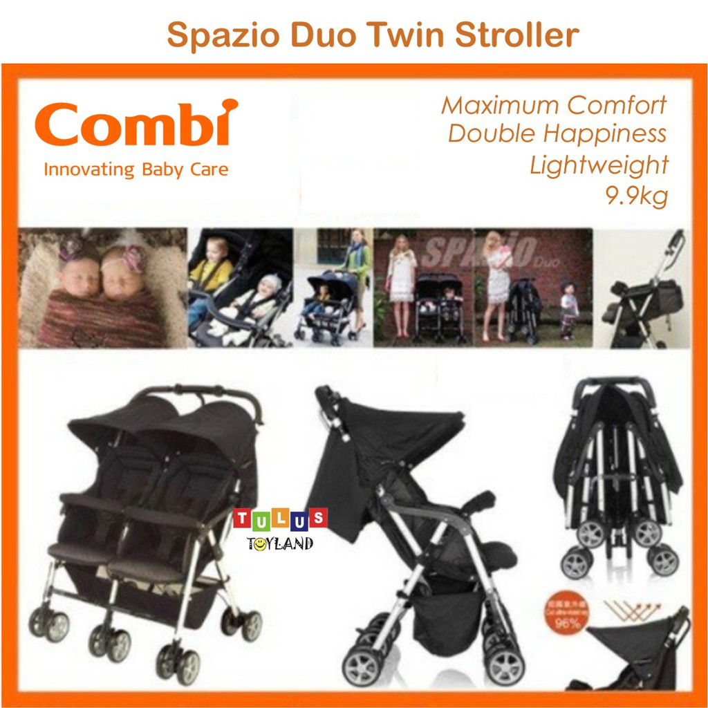 Combi Spazio Duo Compact 2 Go Twin Stroller Kembar Ringkas Premium