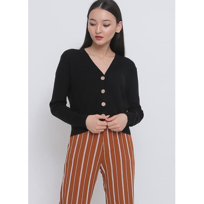 Barang Berkualitas ODIVA - "CELINE BLACK" Cardigan Lengan Panjang Hitam Wanita - Hitam, All Size
