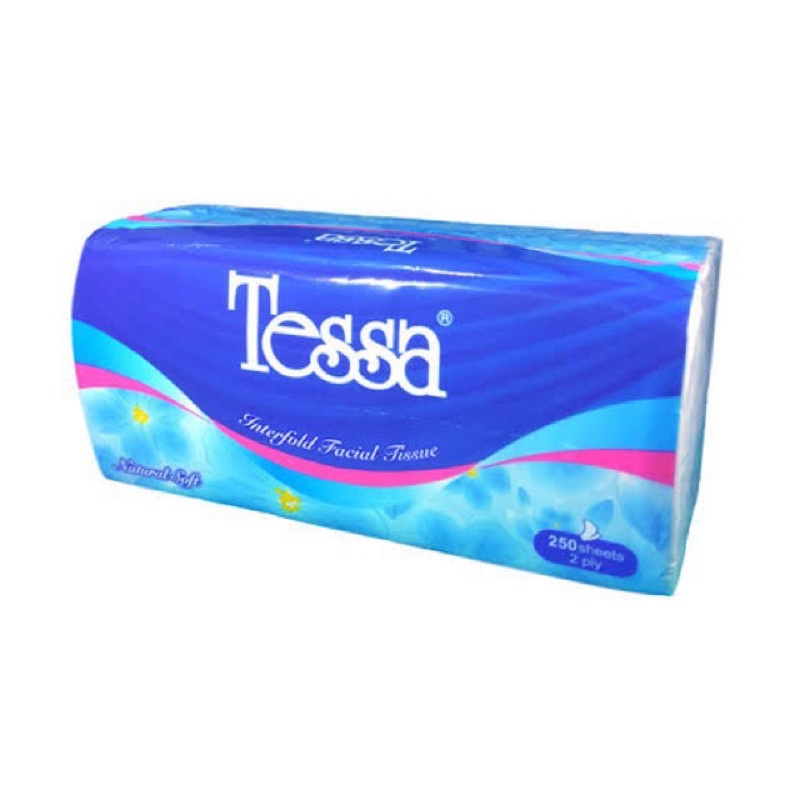 Tisu Tessa Interfold Facial Tissue 250 Sheets 2 Ply Tisu Wajah