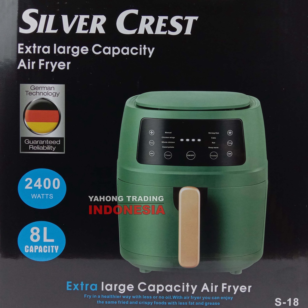 SILVER CREST S-18 Digital Air Fryer Mesin Penggoreng Tanpa Minyak Elektrik 2400W 8L