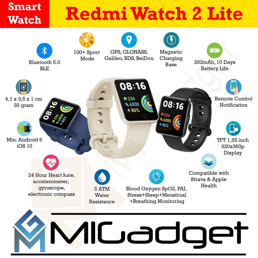 Redmi Watch 2 Lite Smartwatch - Jam Tangan Garansi Resmi