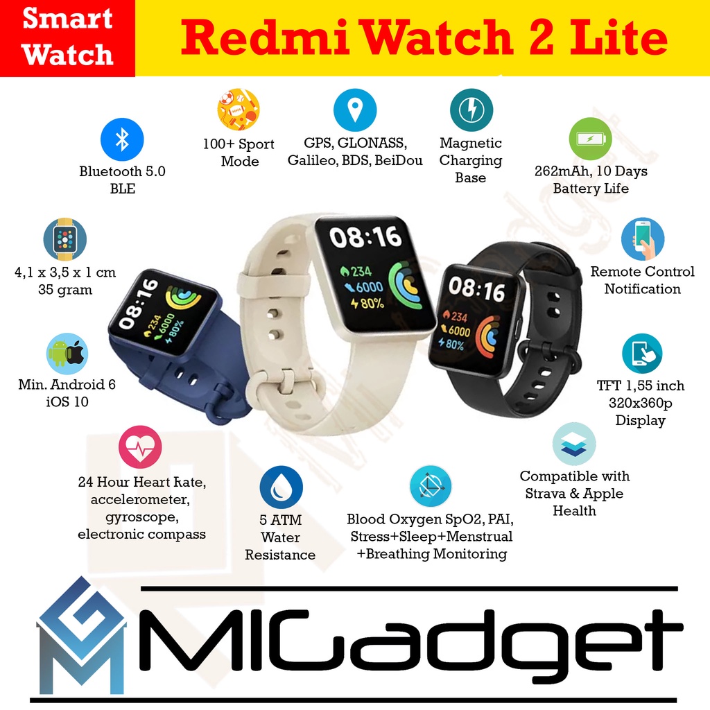 Redmi Watch 2 Lite Smartwatch - Jam Tangan Garansi Resmi