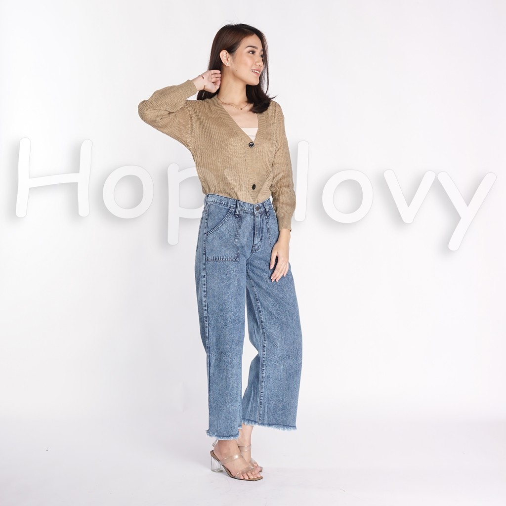 Celana Kulot Jeans Wanita | Celana Jeans Highwaist Wanita | Celana Jeans Wide Leg High Waist Aqila