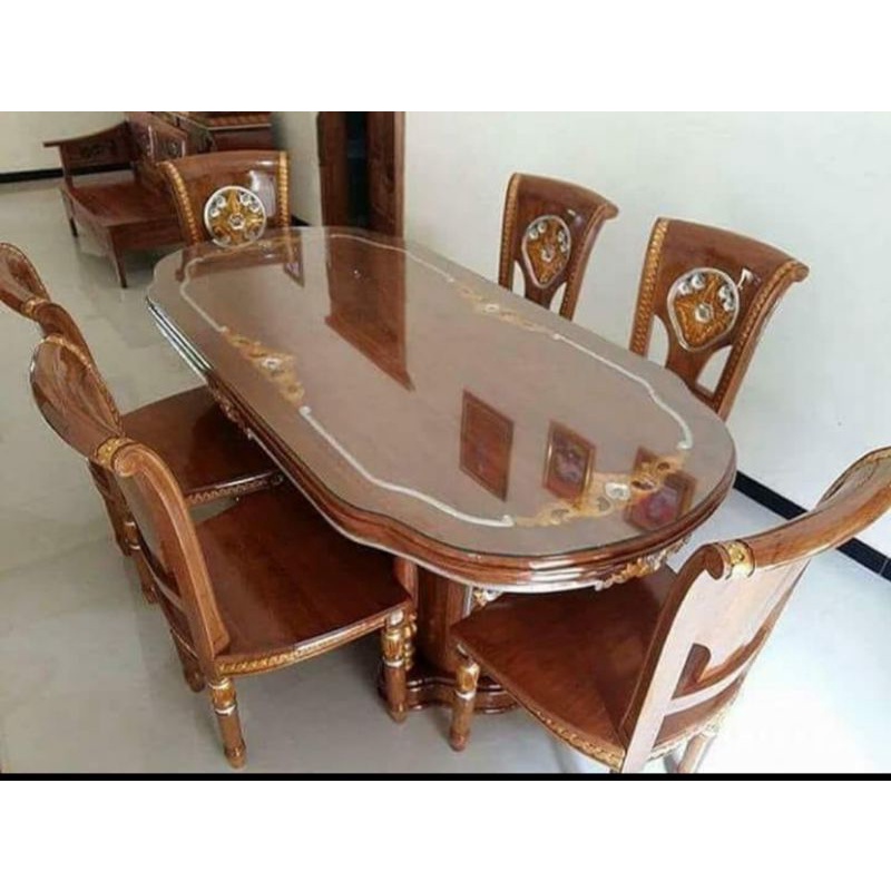 meja makan jati 6 kursi salina/meja makan jati jepara / meja makan jati