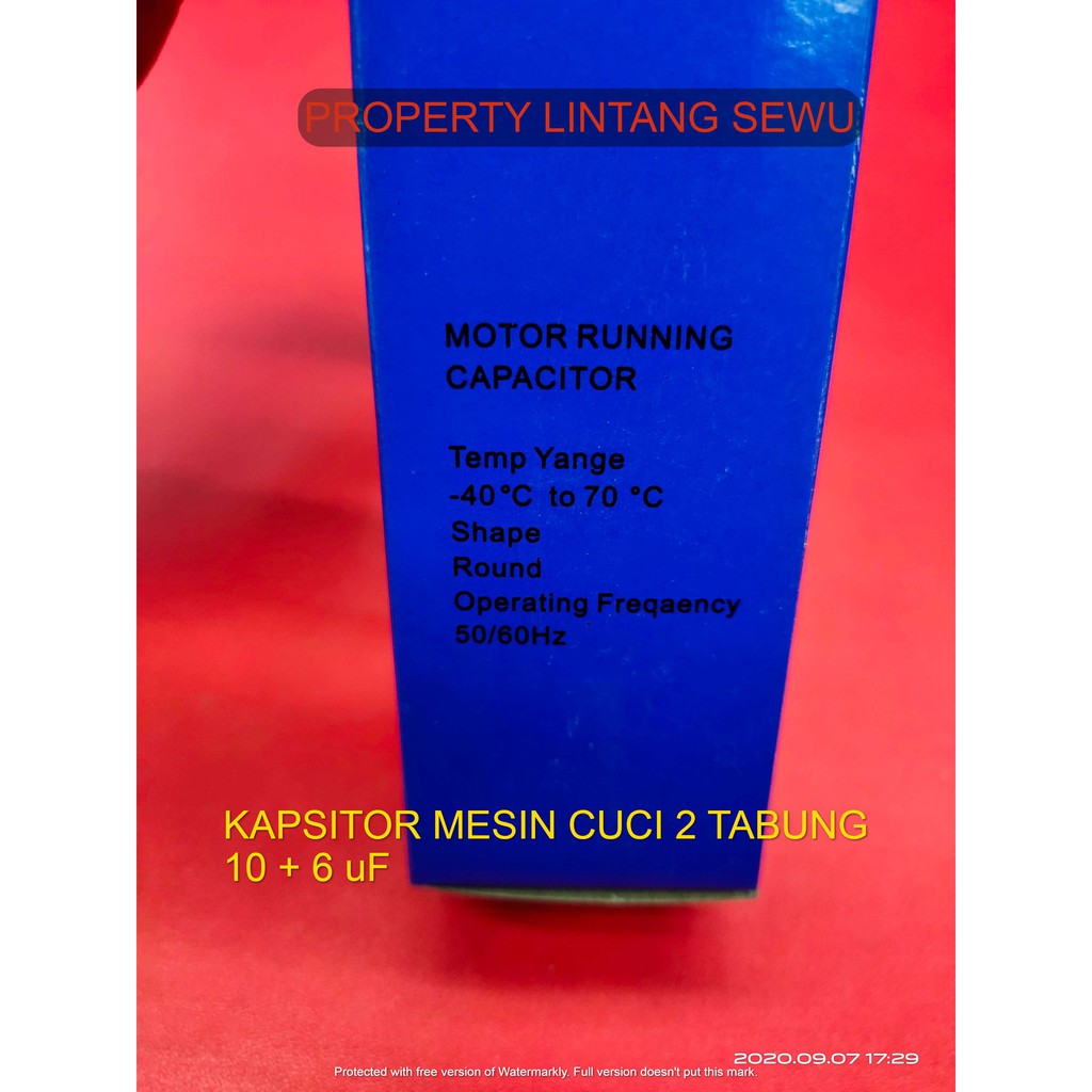 capasitor kapasitor mesin cuci 2 tabung 10 + 6 mikro 450 volt